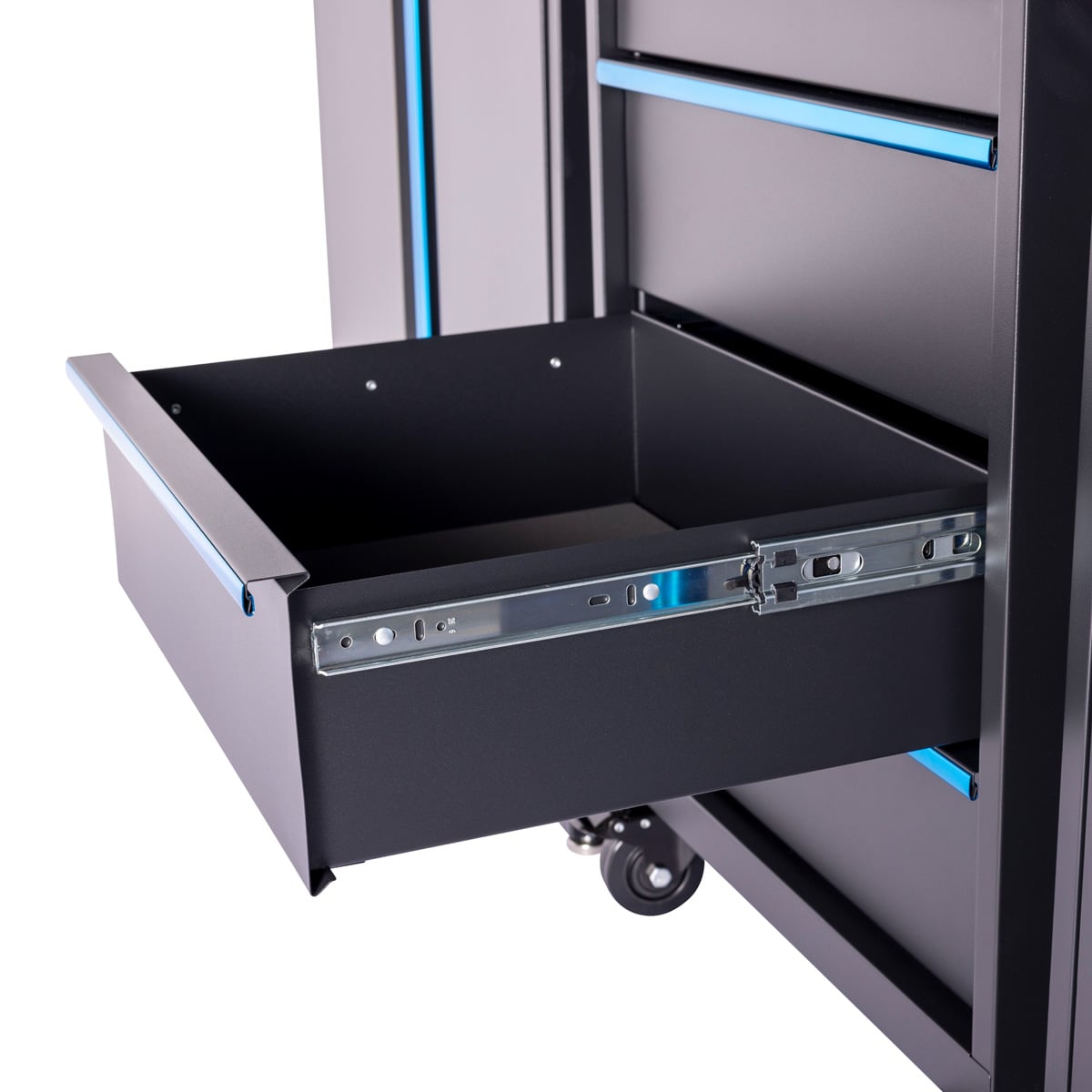 SGS 6pc Garage Storage System | Stainless Work Bench | Wheeled Cabinet | Wall Shelving | Tall Double Side Cabinet | Blue